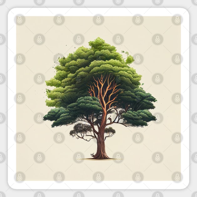 Minimalist Tree Illustration Realistic Sticker by unrealartwork